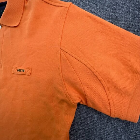 Orvis Polo Shirt Mens Medium Orange Short Sleeve Outdoor Camping Casual Cotton - Picture 8 of 10
